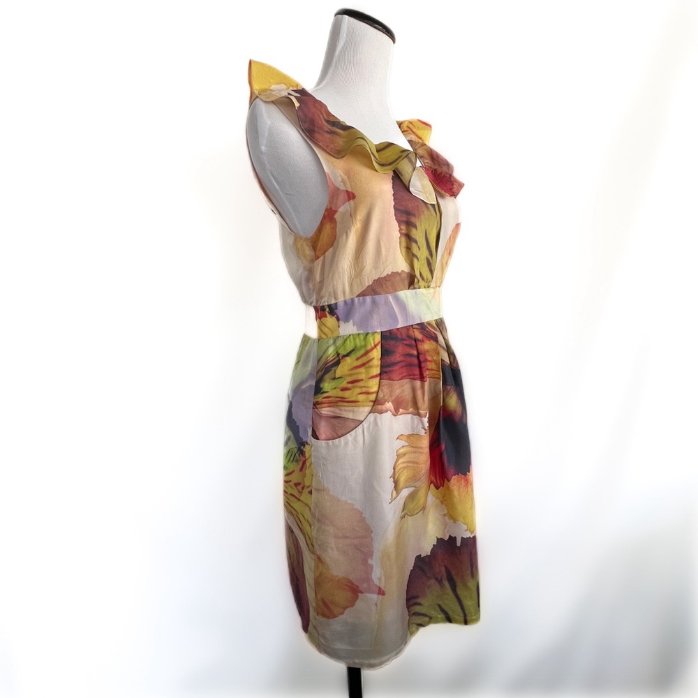 LEIFSDOTTIR Watercolor Florals Silk Dress Size 4